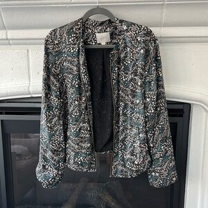 LOFT Black and White Notched Lapel Blazer - EUC